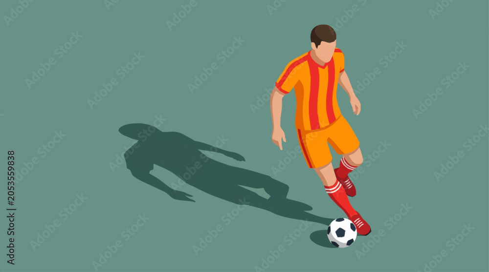 Fototapeta premium Man playing soccer with ball.