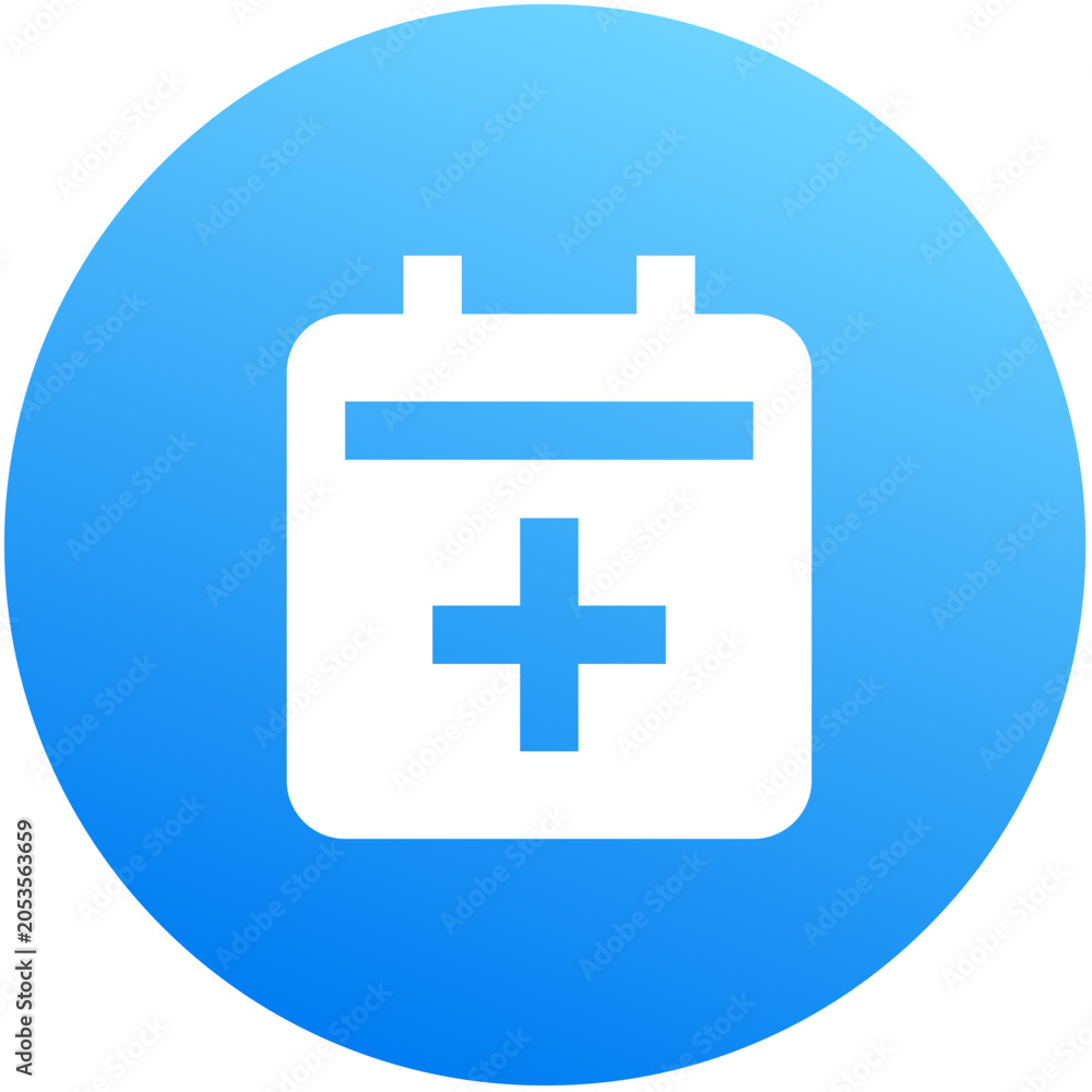 Fototapeta premium Blue gradient calendar plus add event new calendar icon circle badge