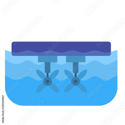 Tidal energy generator with propellers in water illustration