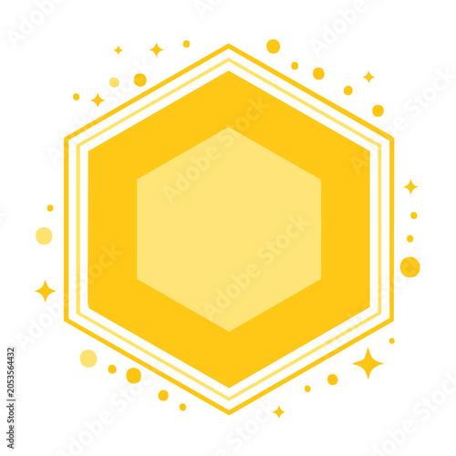 Yellow Hexagon Frame with Sparkle Accents