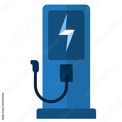 Electric vehicle charging station flat icon illustration