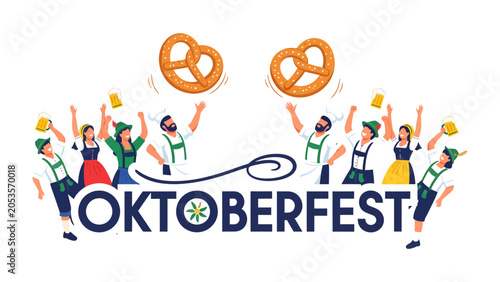 Tablou pe pânză Oktoberfest Celebration: A vibrant illustration depicting a lively Oktoberfest f