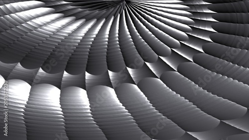 Cuadro en lienzo Radial pattern creates a fan-like structure with alternating light and dark segments in a spiral arrangement
