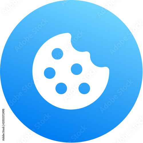 Vibrant blue cookie privacy tracking icon round badge mobile