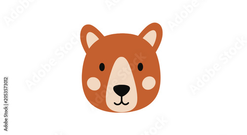 Tableau sur toile Cute brown bear face with round ears and rosy cheeks