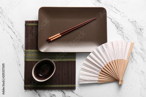 Asian dining table setting ...