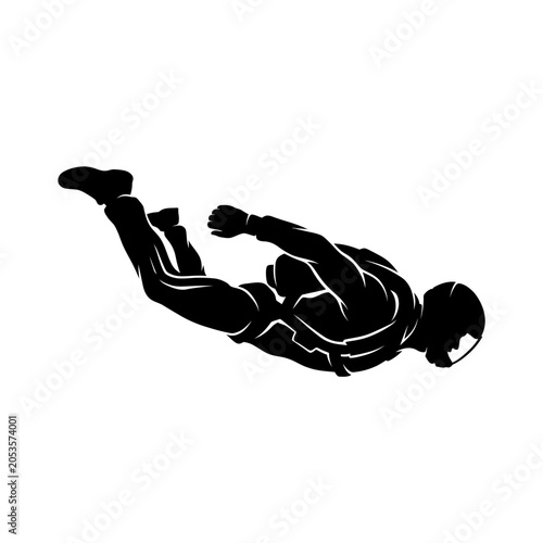 Tablou pe pânză Black silhouette vector set of skydivers in freefall positions, ideal for extreme sports, parachuting, and adventure-themed projects