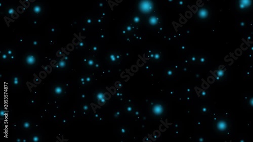 Abstract glowing Floating Blue particles animation on black background