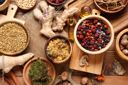 Composition with dried herb...