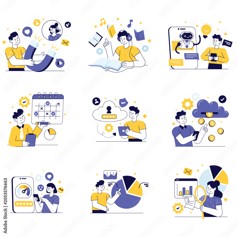 Fototapeta premium Nallow vector illustration set 10