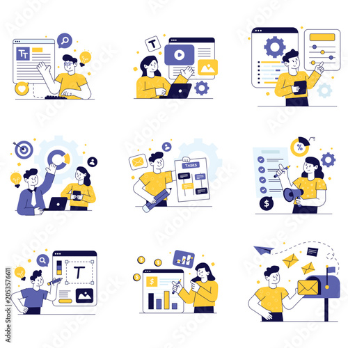 Nallow vector illustration set 08