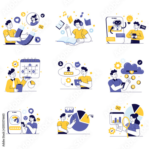 Nallow vector illustration set 10