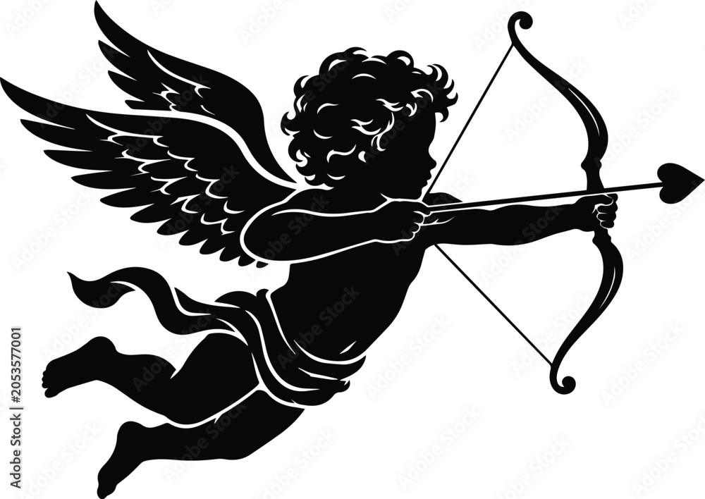 Fototapeta premium Cupid Angel Shooting Arrow Illustration