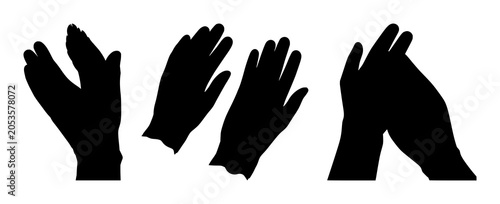 Black silhouette, white background: gloves set with simple line art design featuring line art, illustrations, graphic resources with vector and design elements