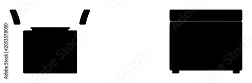 Black silhouette, white background: oven set with simple line art design featuring sketches, drawings, vector graphics with minimalist and simple illustrations