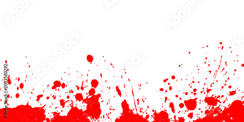 Fotografie Scattered bright red blood splatters and drips on white isolated on transparent