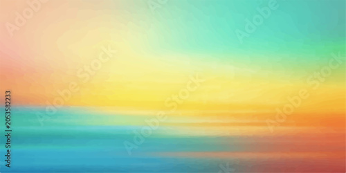 Bild auf Leinwand Abstract blend of vibrant pastel colors, with streaks of orange, yellow, and turquoise creating a dreamy, ethereal gradient background