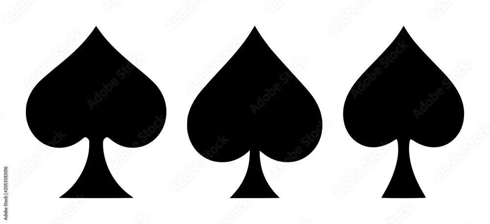 Fototapeta premium Black silhouette, white background: spade symbol set with simple line art design featuring outline, illustration, graphic elements with clean design and vector art
