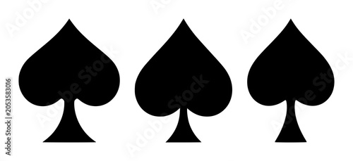 Black silhouette, white background: spade symbol set with simple line art design featuring outline, illustration, graphic elements with clean design and vector art