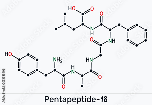 Photos Pentapeptide-18 molecule, anti-wrinkle neuropeptide chemical structure, active c