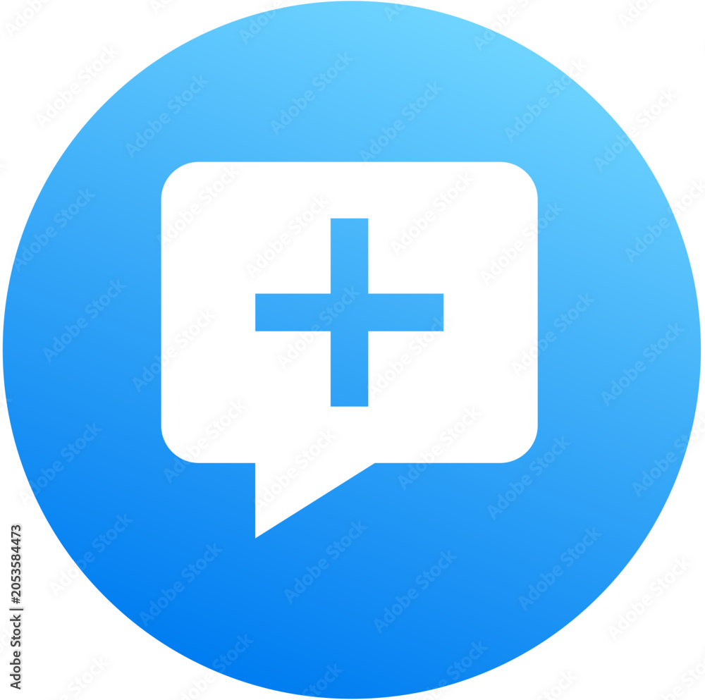 Fototapeta premium Blue gradient message add add message plus message icon circle badge