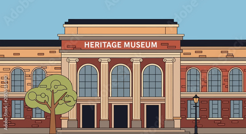 Quadro em tela Heritage museum building illustration