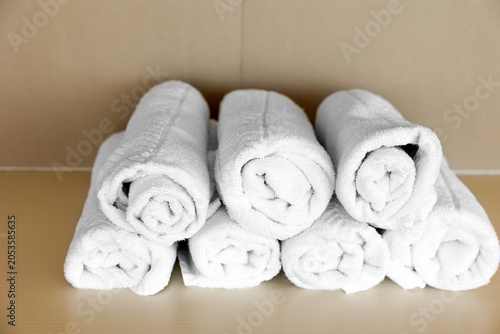Stack of freshly rolled whi...