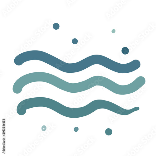 Minimalist blue and teal sea waves vector Illustration