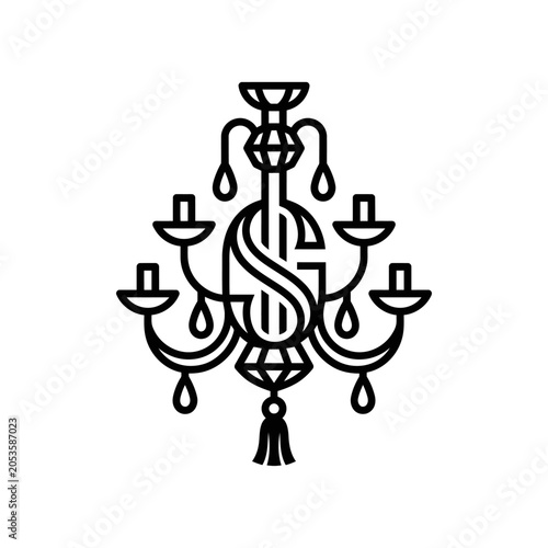 Black and white dollar sign chandelier.