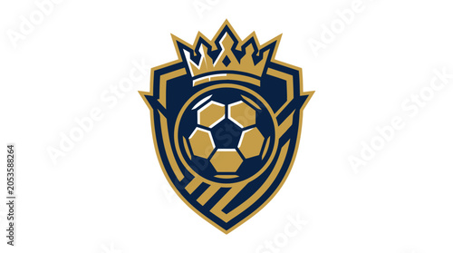 Golden soccer ball logo with crown.