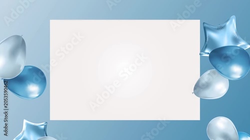 Happy Birthday Celebration Frame with Blue and Silver Balloons Video