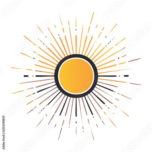 Minimalist sun with rays vector illustration