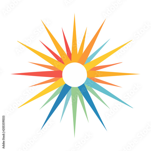 Vibrant sunburst with colorful rays