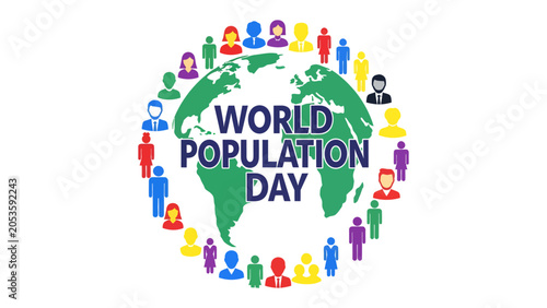Obraz na plátně World Population Day: A graphic representation of global unity and diversity, with diverse figures encircling a stylized Earth, celebrating World Population Day