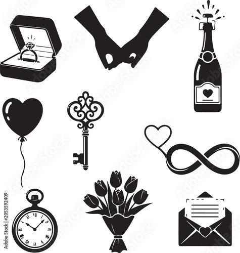 Romantic Anniversary Vector Elements