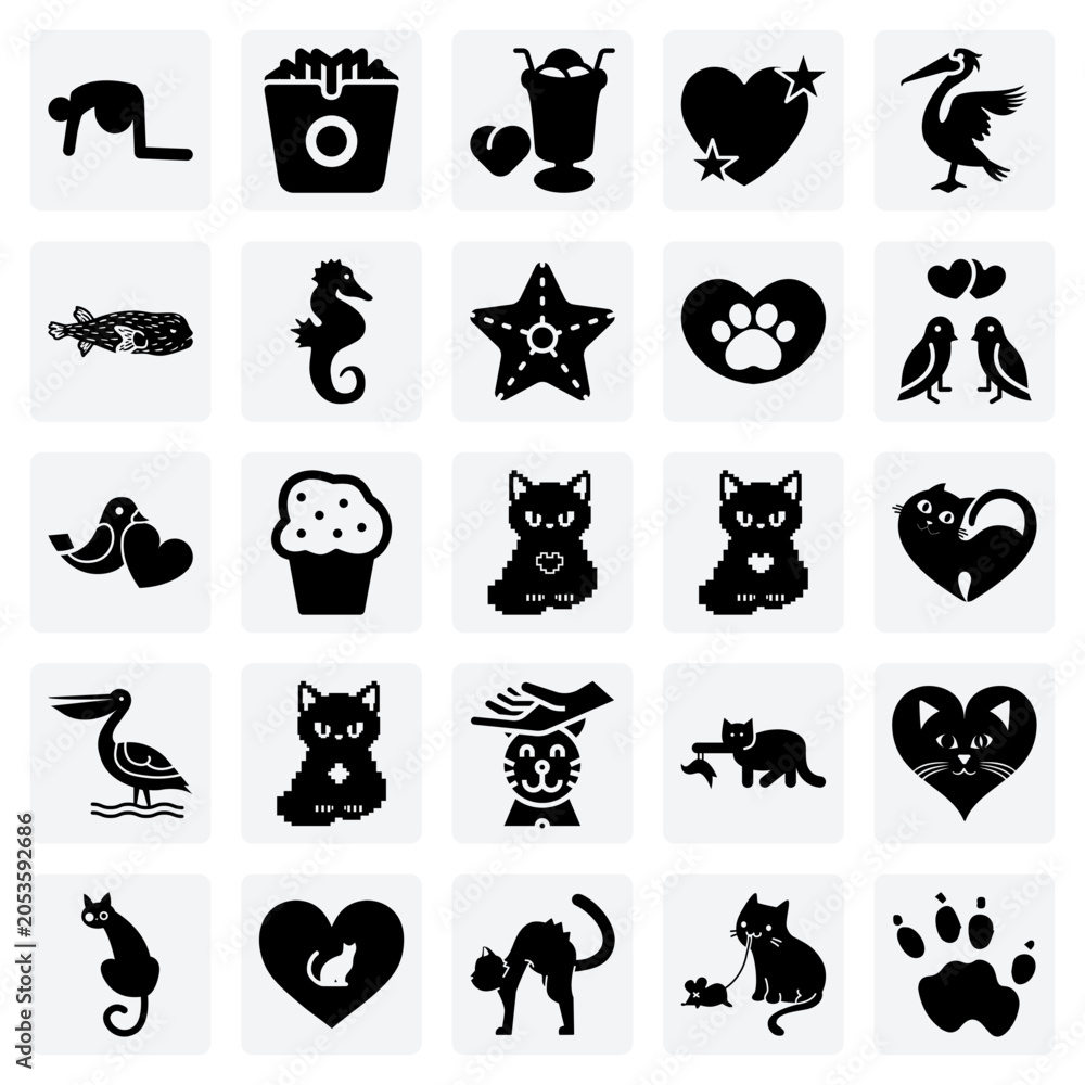 Obraz premium Random And Playful Sticker-Style Graphics – Featuring A Puffer Fish, Potato Chips, And Other Fun, Trendy Items.
