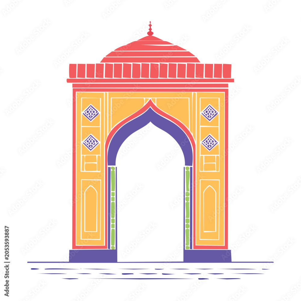 Fototapeta premium Colorful Archway Flat Vector Illustration
