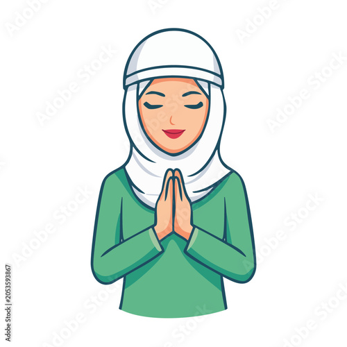 Cartoon woman wearing hijab