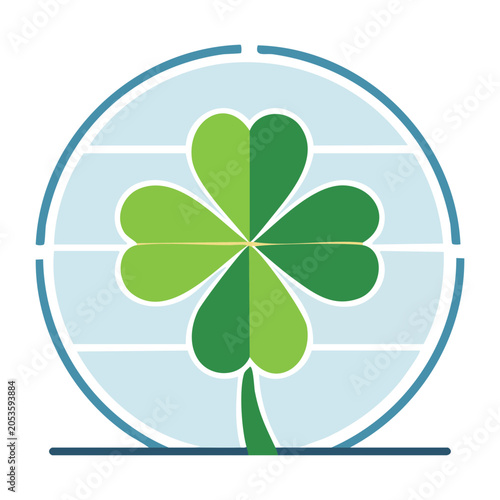 Clover in Circle Flat Design Vector
