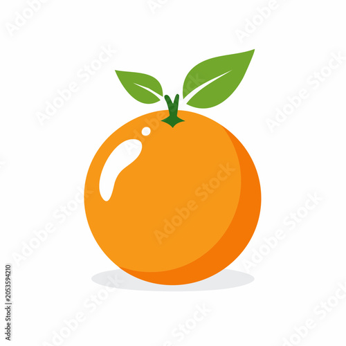Stylized Orange Fruit with Green Leaves