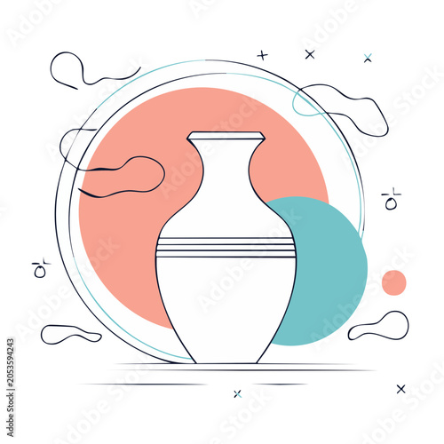 Minimalist Ceramic Vase Vector Illustration