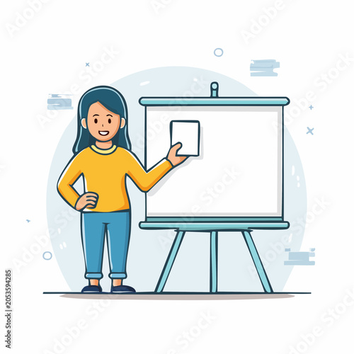 Woman Presenting at a Whiteboard