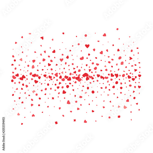 Watercolor Red Heart Confetti on White Background