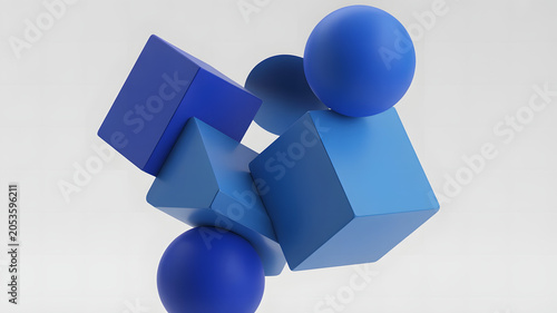 Abstract 3d rendering of a modern geometric background. Minimalistic design for poster, cover, branding, banner, placard.  Abstract background with blue squares.
