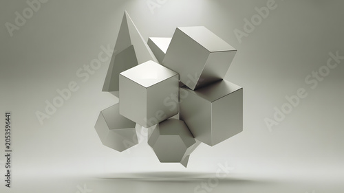 Abstract 3d rendering of a modern geometric background. Minimalistic design for poster, cover, branding, banner, placard.  Abstract background with cubes.