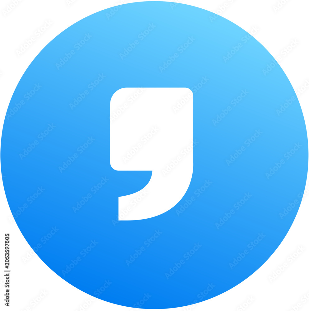 Fototapeta premium Blue gradient quote single right single right quote apostrophe icon