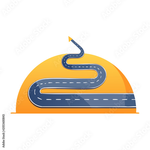 Winding Road to Success Flat Design Vector