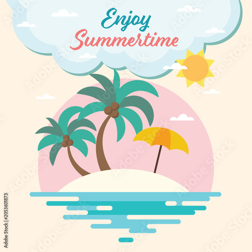 Summertime beach flat design