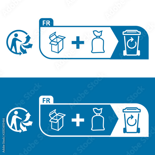 French Triman Recycling Label for Consumer Sorting Instruction and Waste Disposal Compliance on Packaging in France