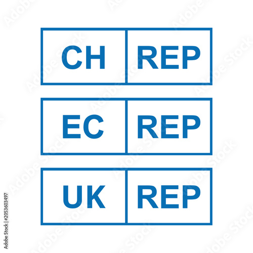 CH EC UK Authorized Representative Labels for Medical Device and Product Regulatory Compliance in Swiss European and British Markets